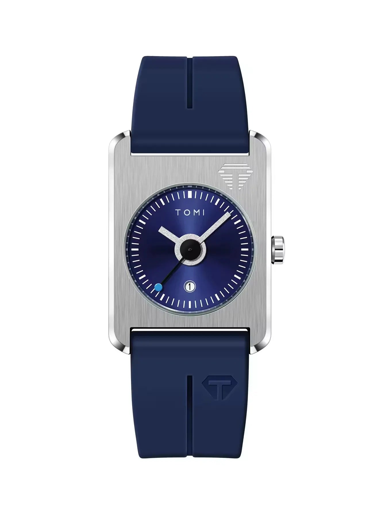 TOMI Silver Case and Blue Dial TV-dial quartz watch
