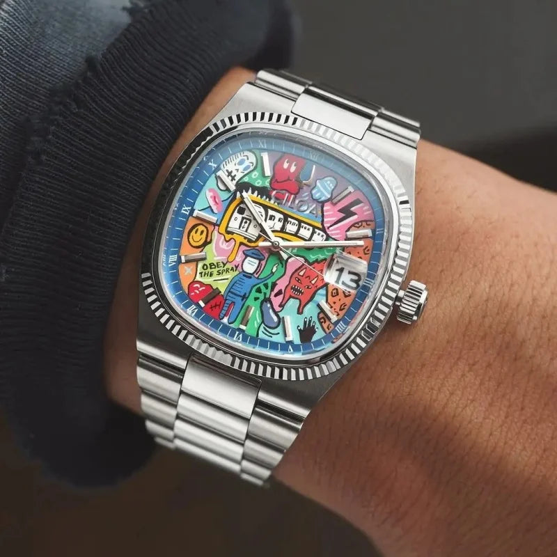 Square Painted Dial analog quartz watch, supplier photo 3