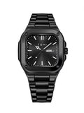 TOMI T306 black square steel quartz watch with black dial and bracelet