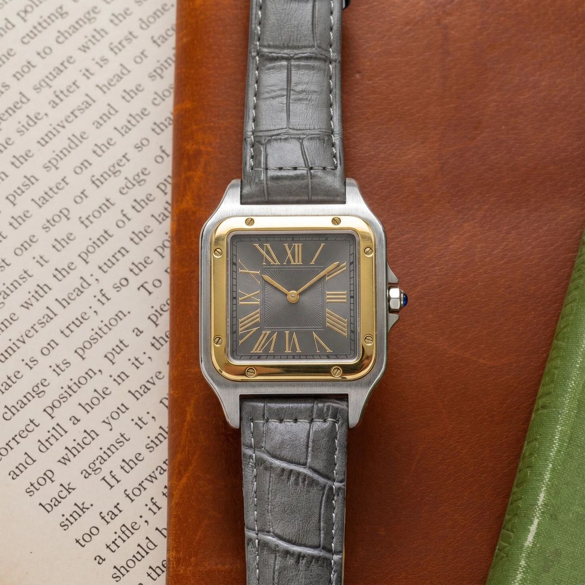 CILOA Retro Square Roman Numeral Quartz Watch, Gray