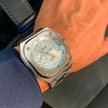 CILOA Square 37mm Blue Quartz Watch, Blue Steel Belt