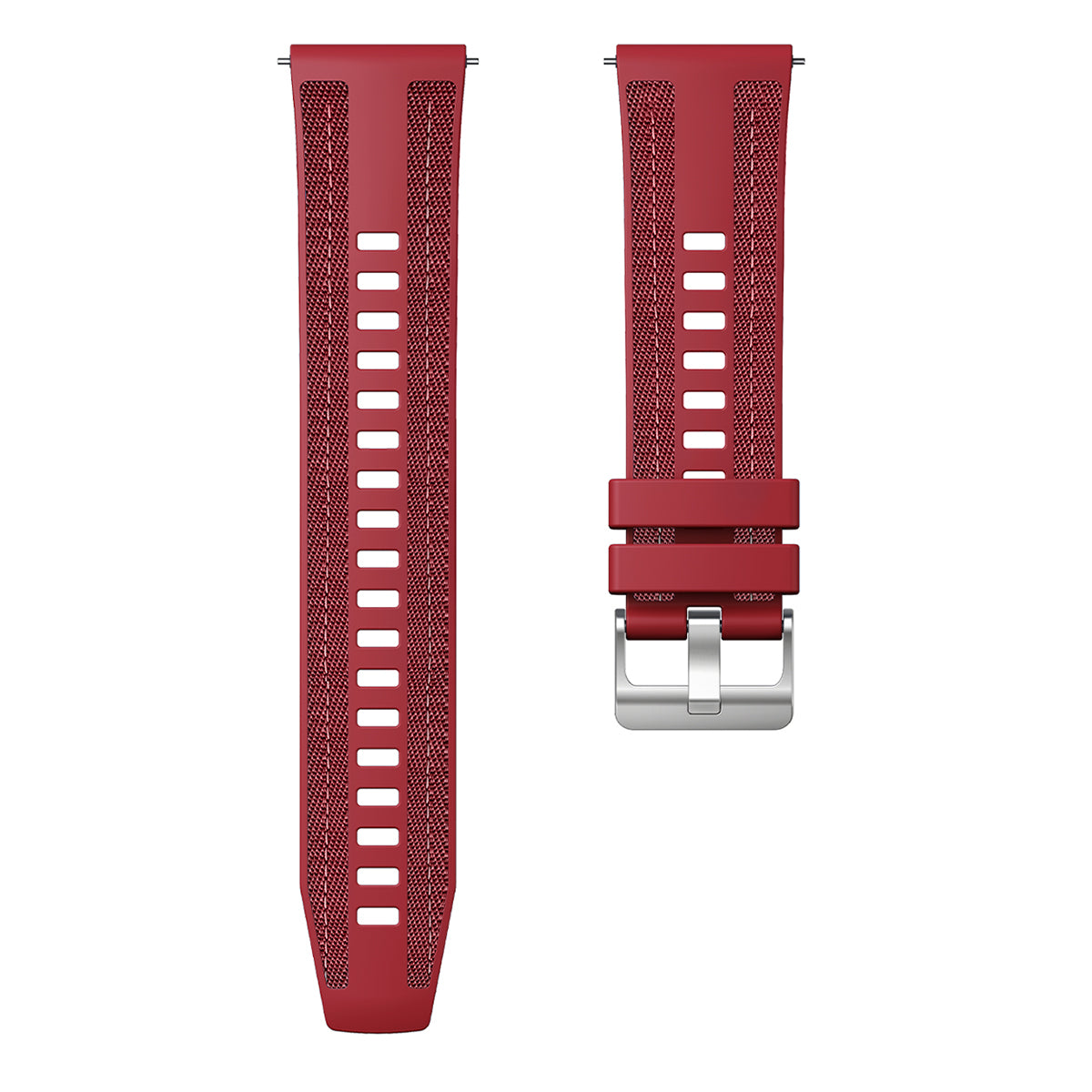 Silicone and nylon hybrid quick-release watch strap, 22mm, Red