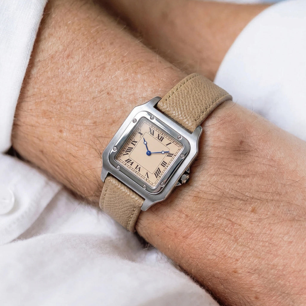 CILOA Retro Square Roman Numeral Quartz Watch, Khaki