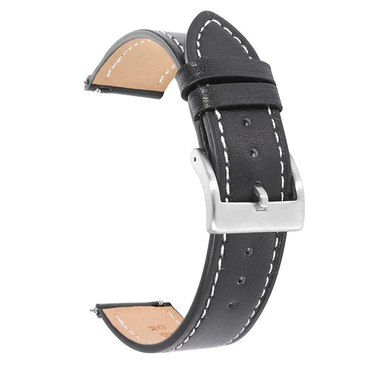 UPro Plain Top Grain Leather quick-release watch strap - Black