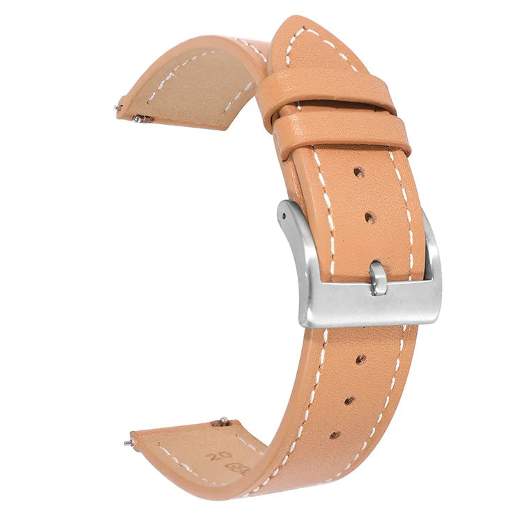 UPro Plain Top Grain Leather quick-release watch strap - Yellow Brown
