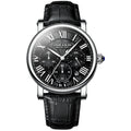 LOUIE JUELEN 587 silver case black dial black leather band