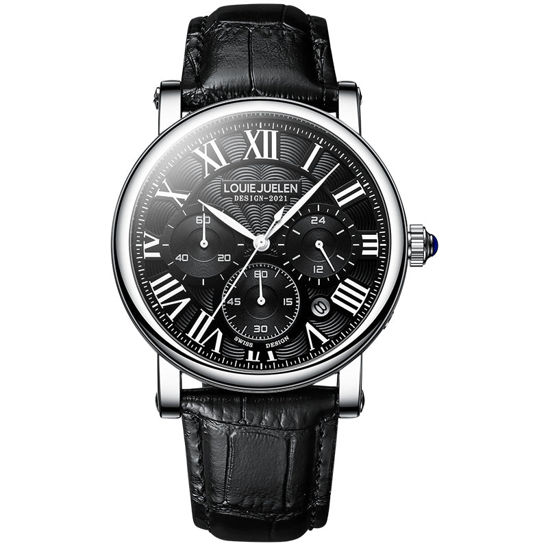 LOUIE JUELEN Roman-Dial Quartz Watch, 40mm