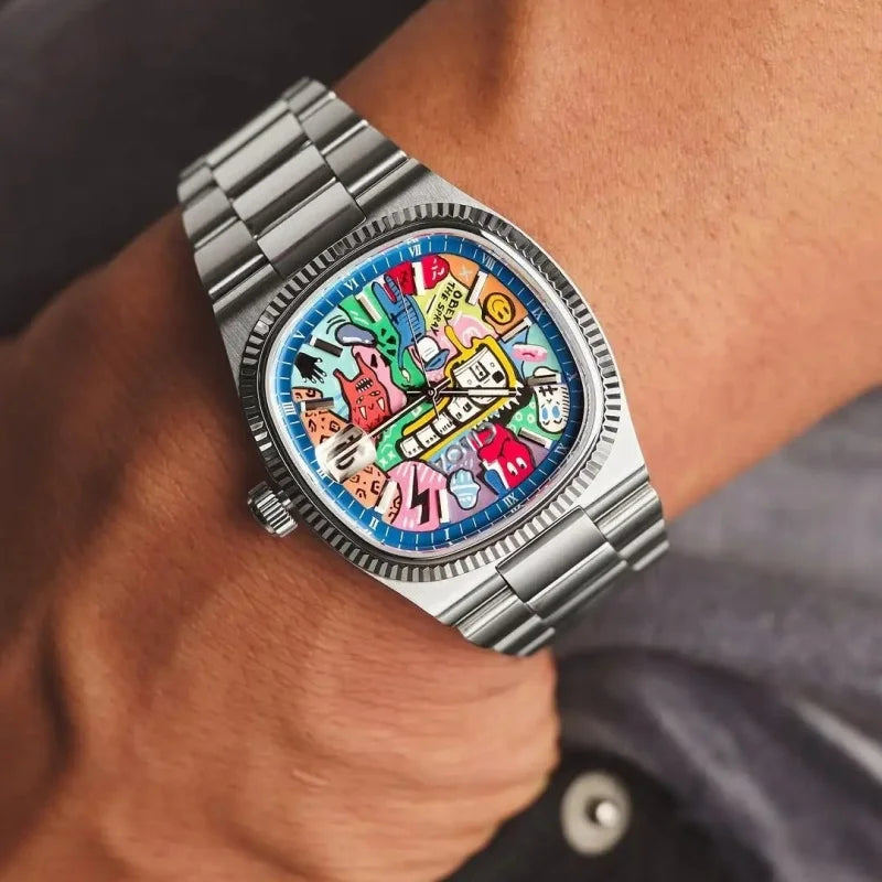 Square Painted Dial analog quartz watch, supplier photo 4