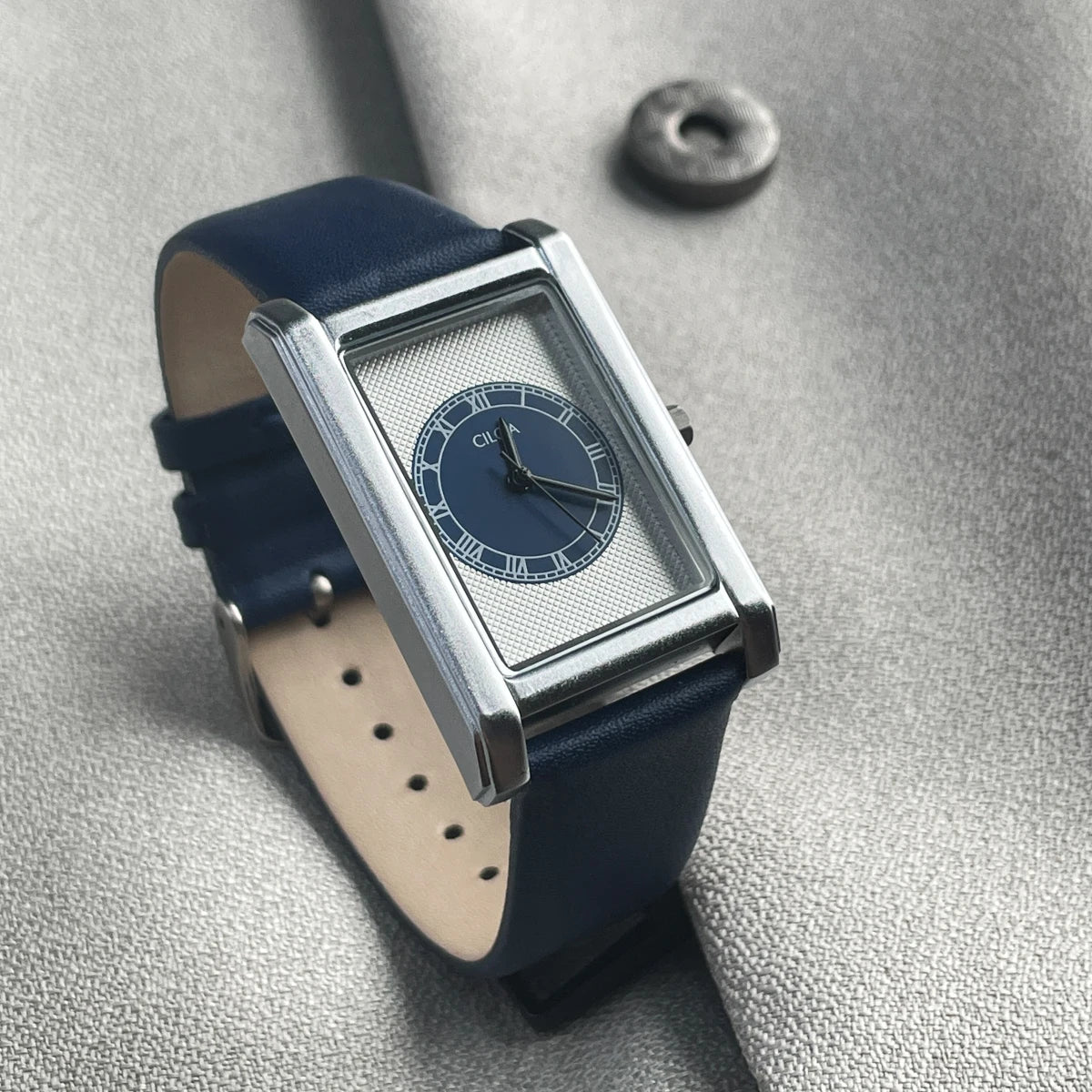 Square Blue Fashion analog quartz watch, supplier photo 5