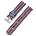 Blue, red and grey striped nylon quick-release watch strap, 20mm