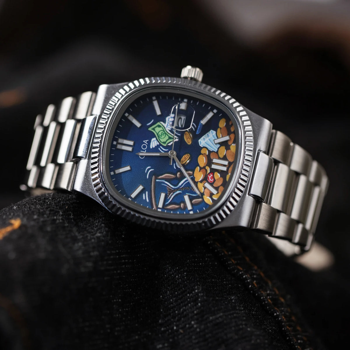 CILOA Square Painted Dial Quartz Watch, Hourglass