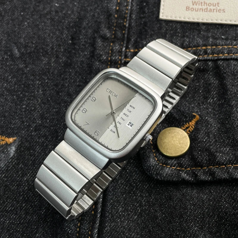 Square Silver Luxury analog quartz watch, supplier photo 3