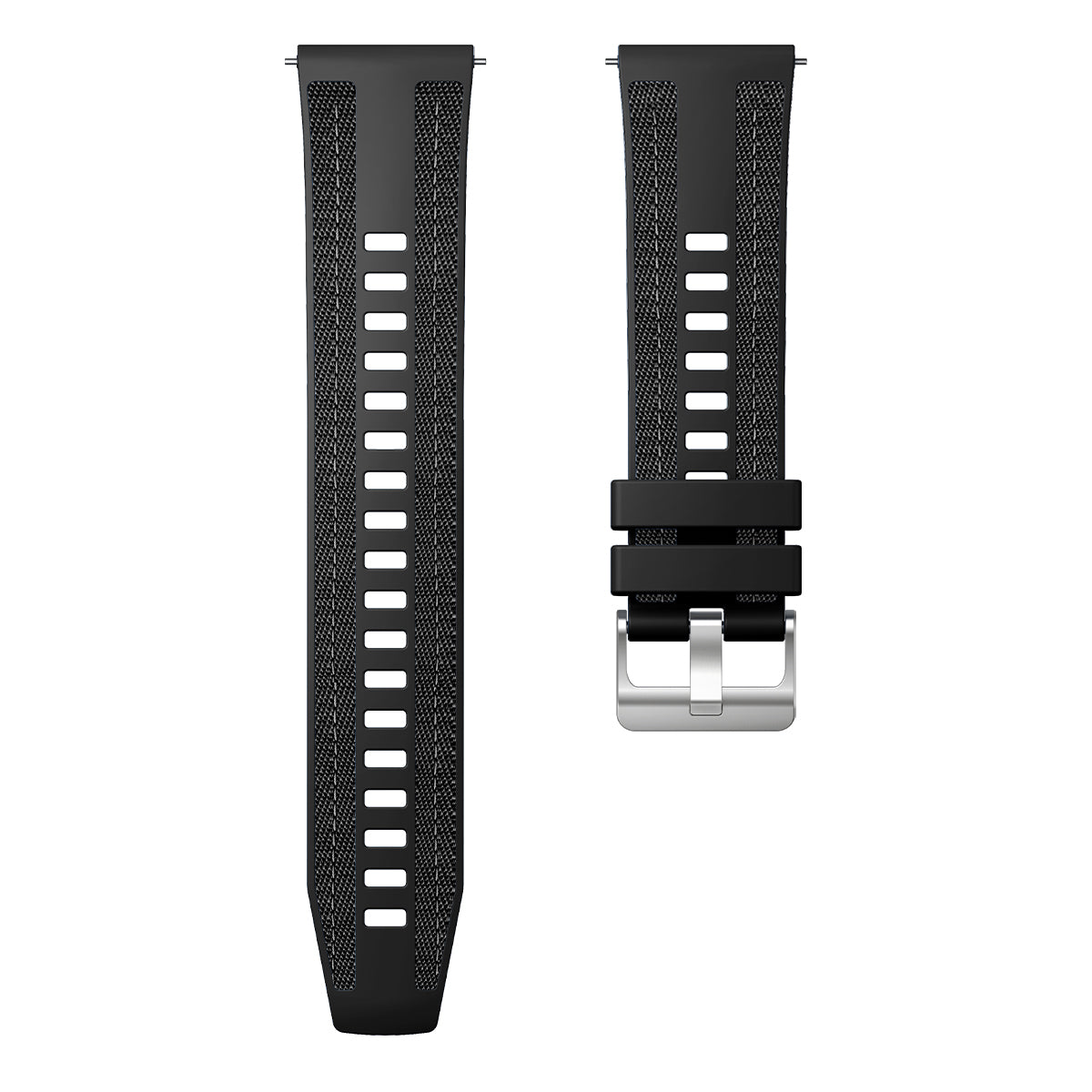 Silicone and nylon hybrid quick-release watch strap, 22mm, Black