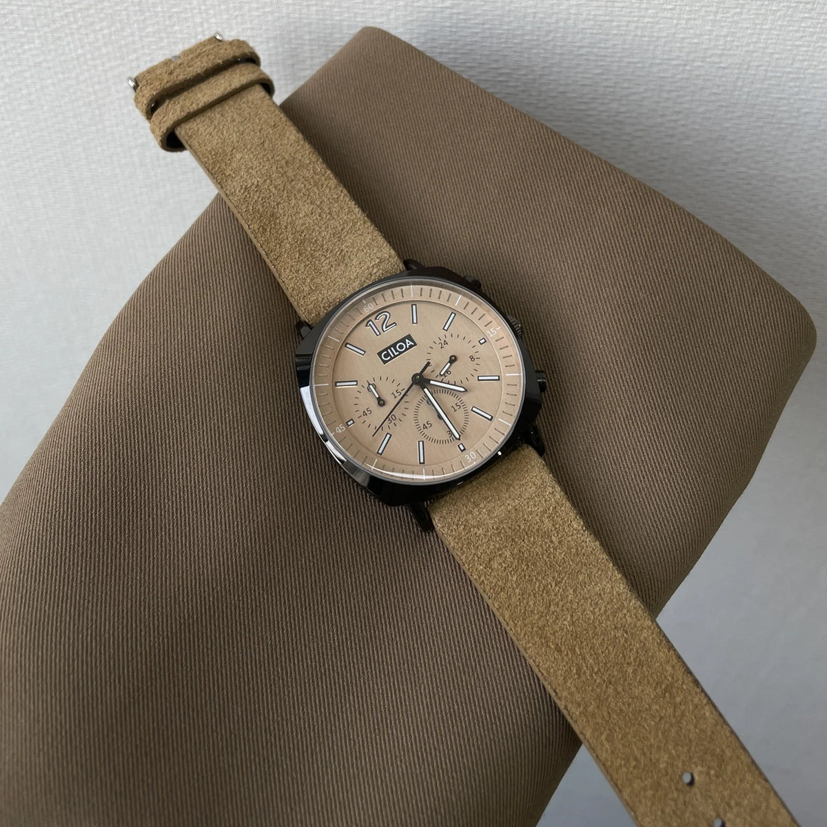 CILOA Large Dial Luxury Quartz Watch, Khaki