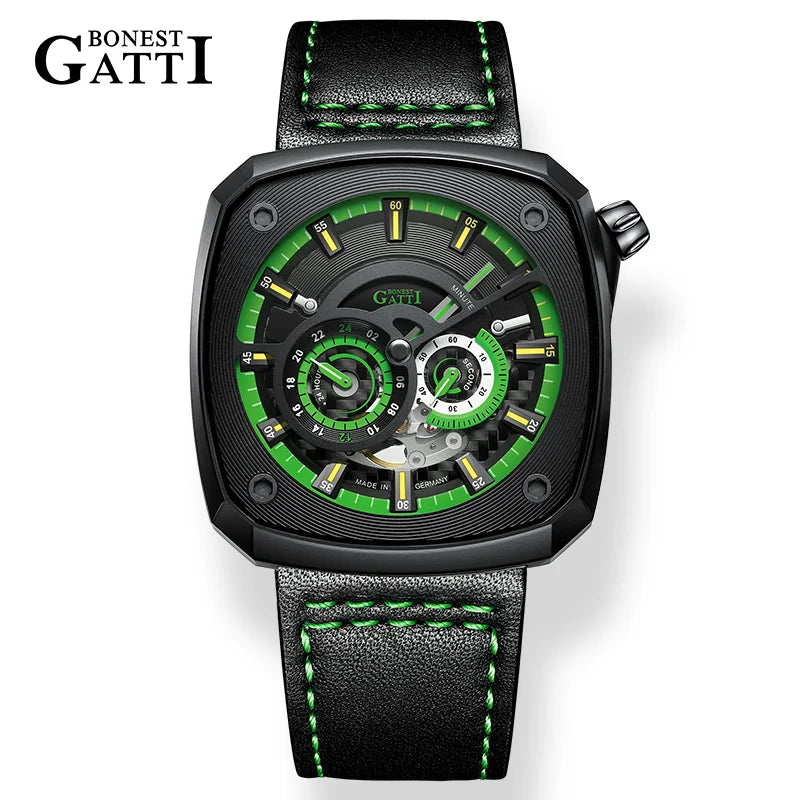 Bonest Gatti BG6601 skeleton automatic in green