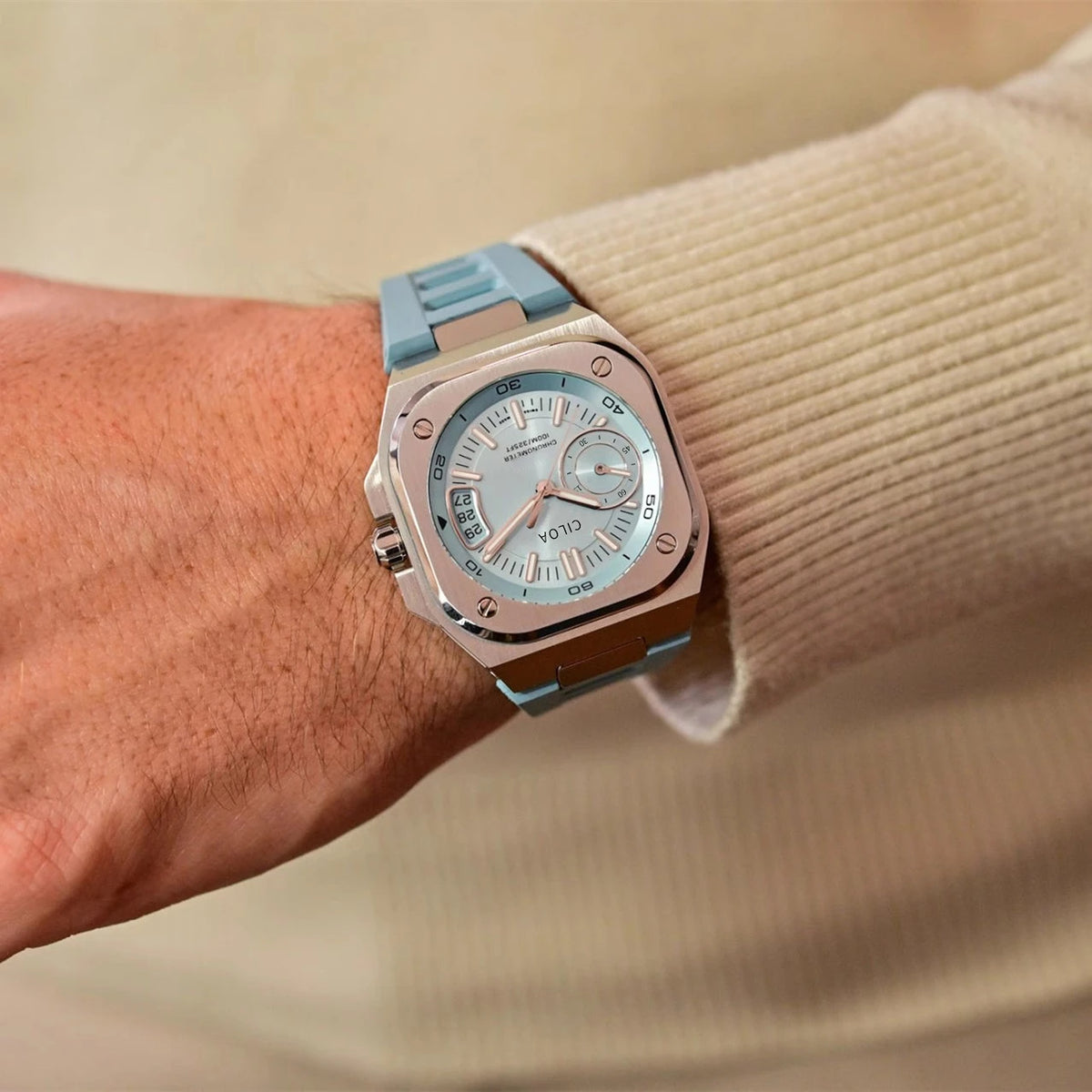 Square 37mm Blue analog quartz watch, supplier photo 2