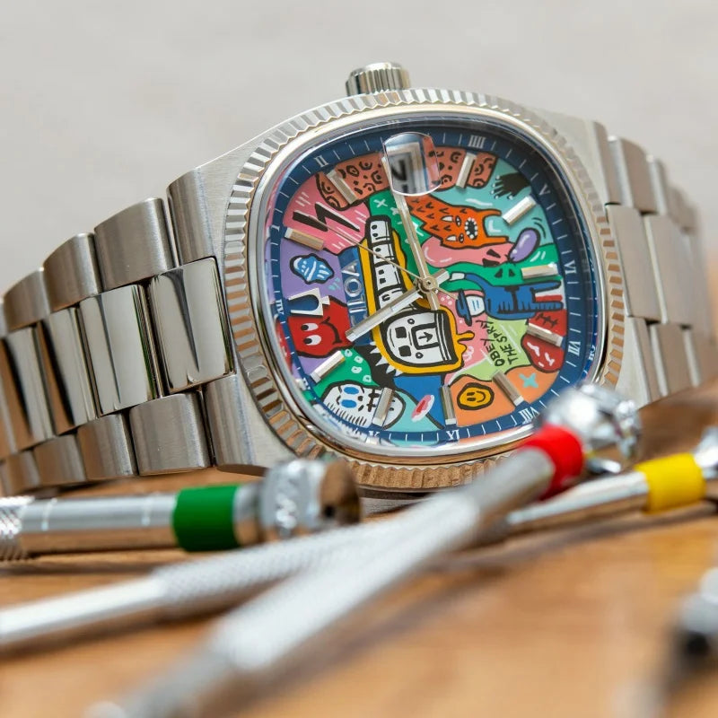 Square Painted Dial analog quartz watch, supplier photo 5