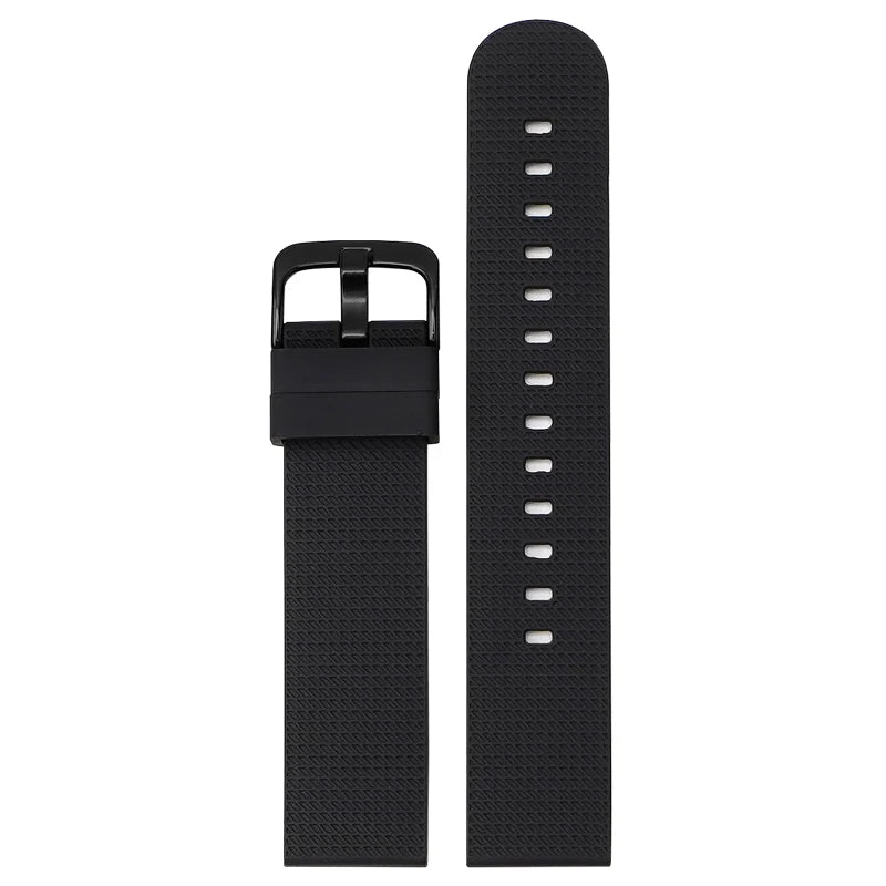 Black silicone quick-release watch strap, 20mm