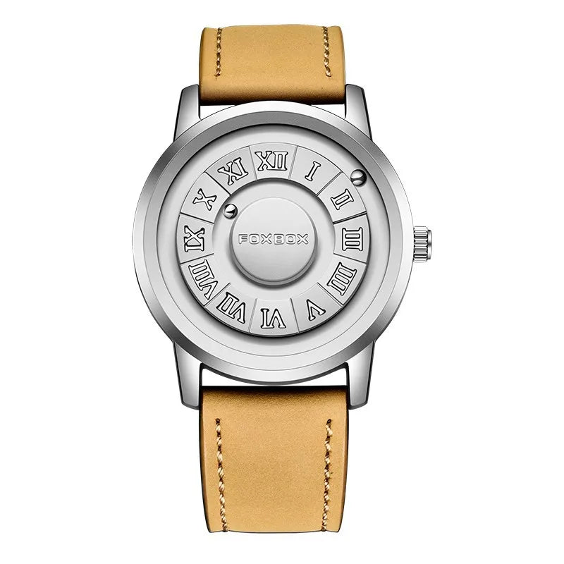 Supplier image — AWC-FB0047-03 Silver / Yellow Leather Band