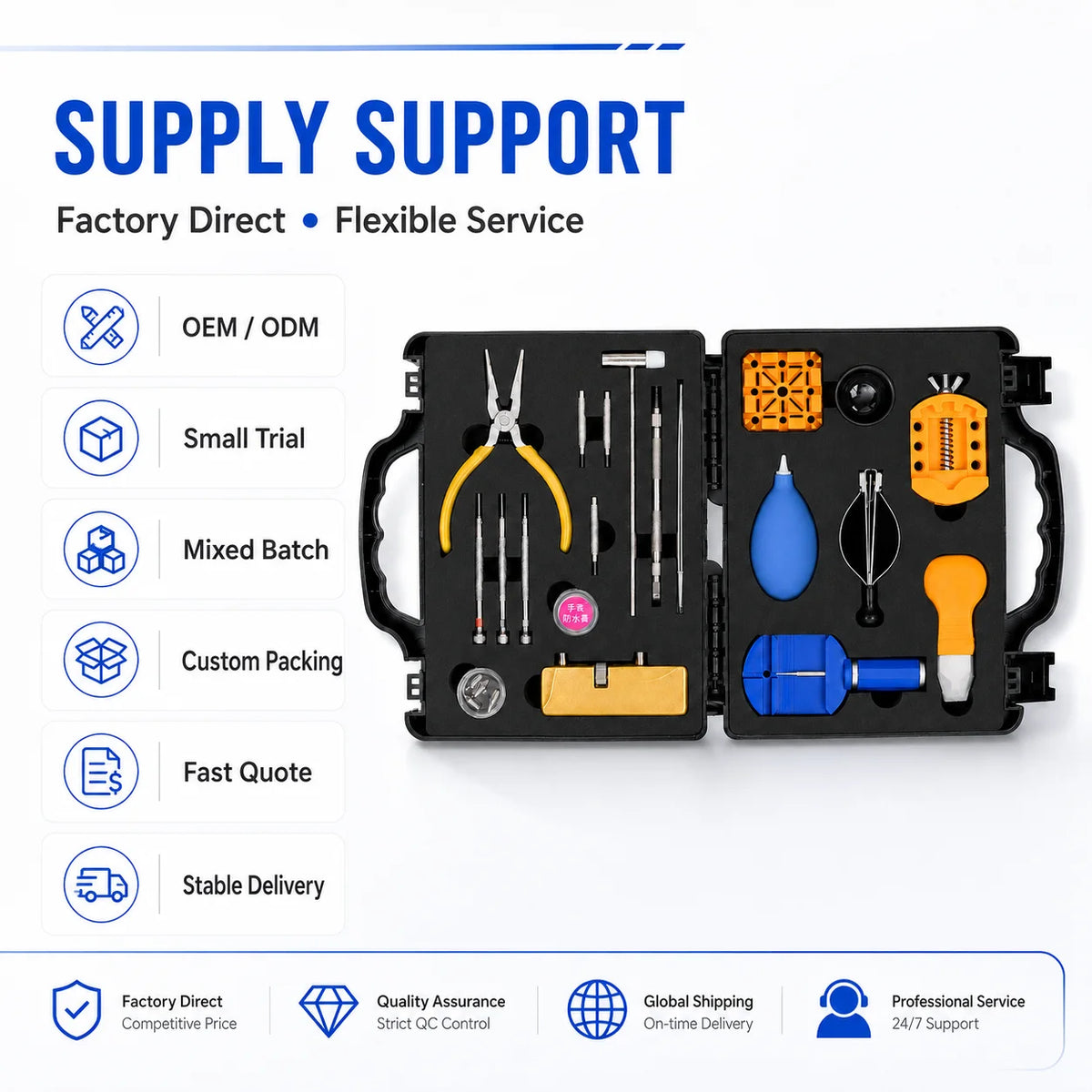 Watch repair kit tools detail