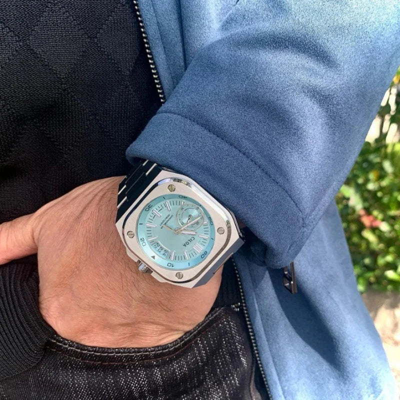 Square 37mm Blue analog quartz watch, supplier photo 4