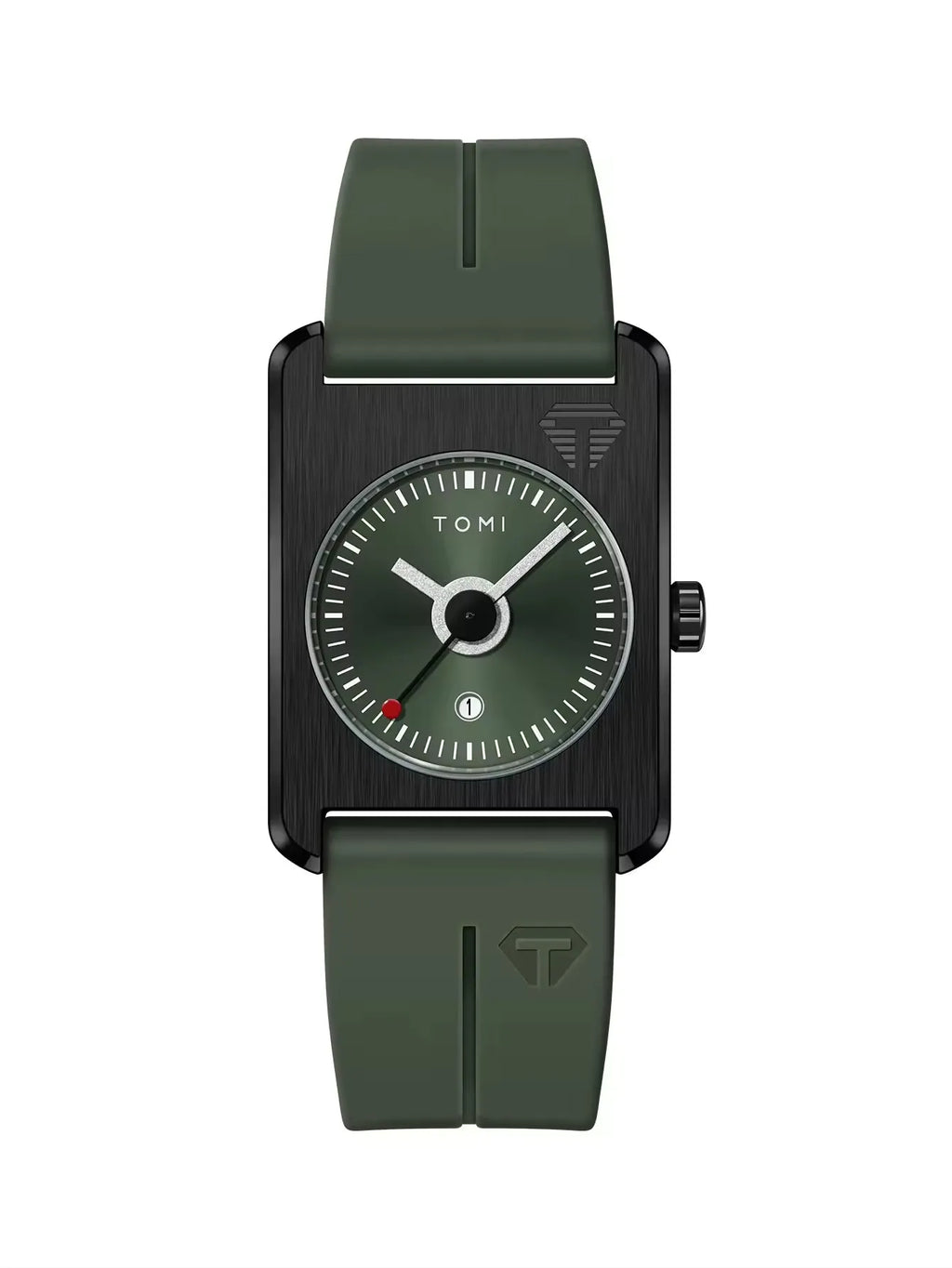 TOMI Black Case and Green Dial TV-dial quartz watch