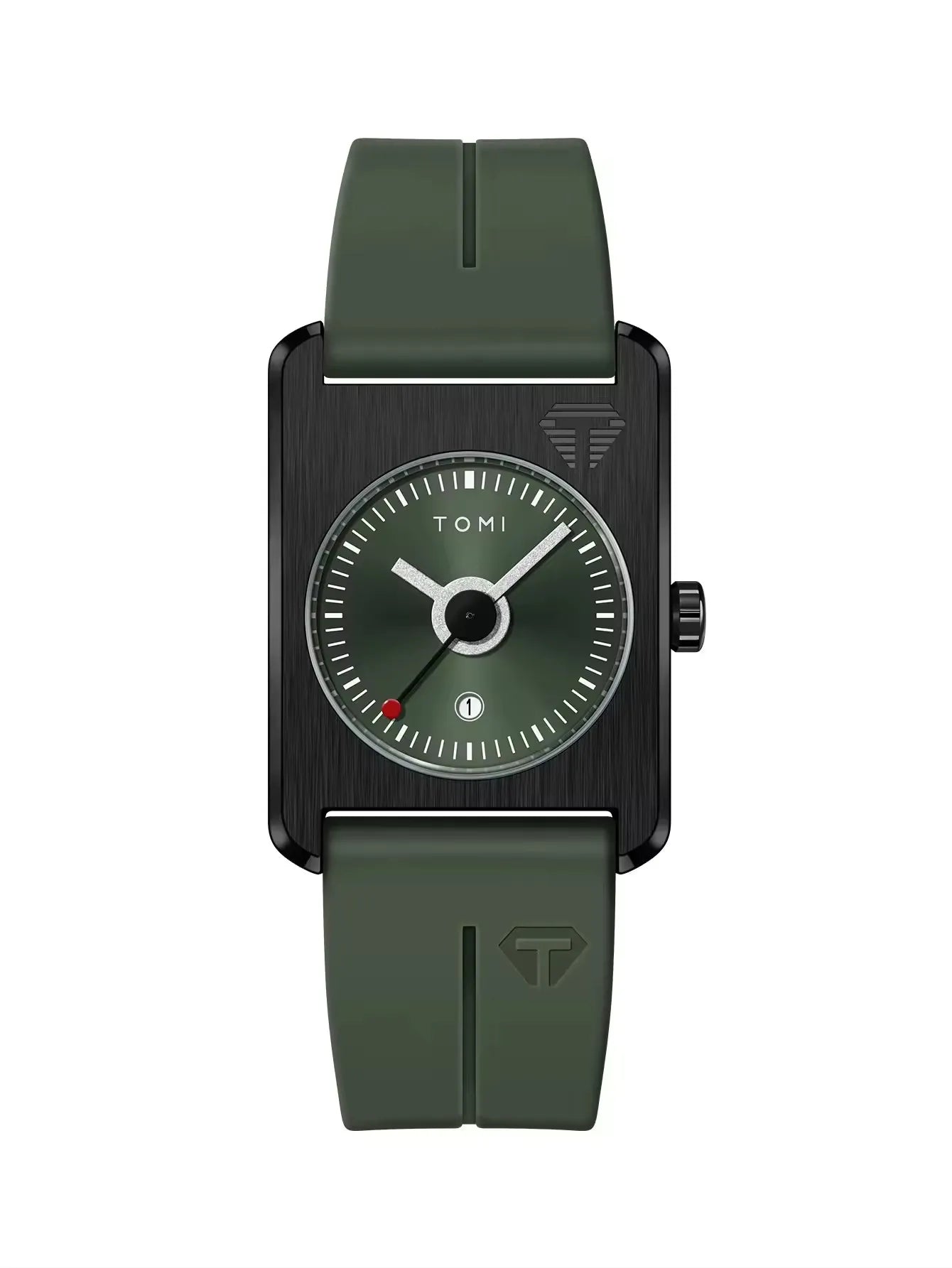 TOMI Black Case and Green Dial TV-dial quartz watch