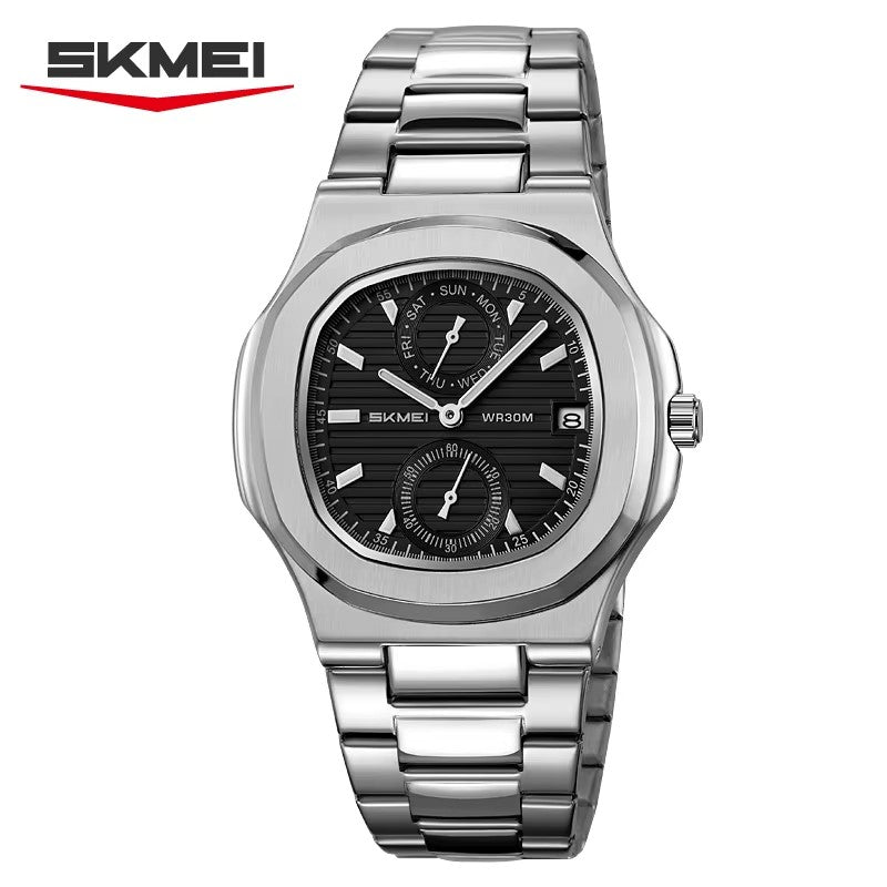 SKMEI 2423 silver case black dial chronograph