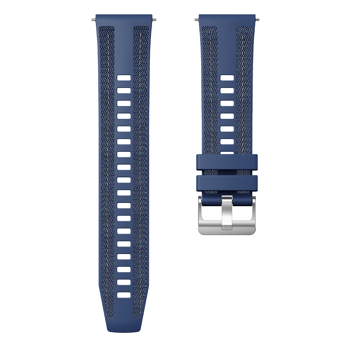 Silicone and nylon hybrid quick-release watch strap, 22mm, Dark Blue