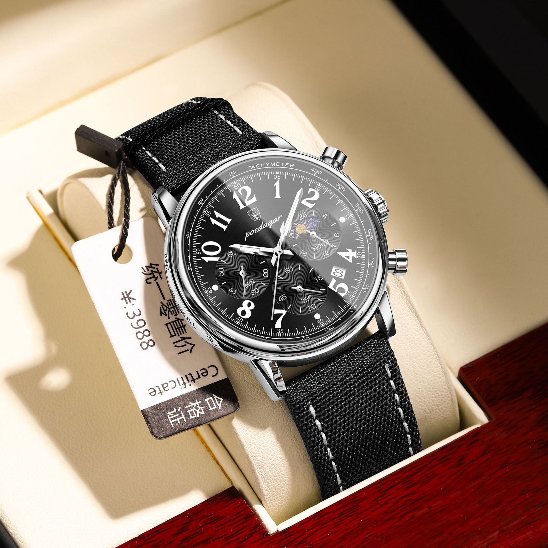POEDAGAR chronograph watch in Black #1