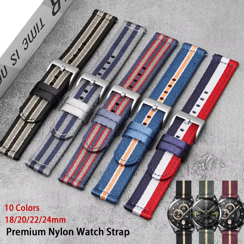 Striped nylon strap colour range