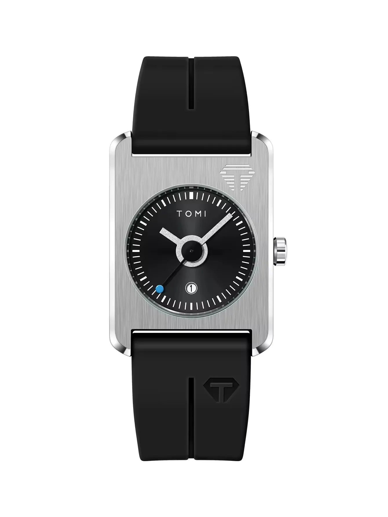 TOMI Silver Case and Black Dial TV-dial quartz watch