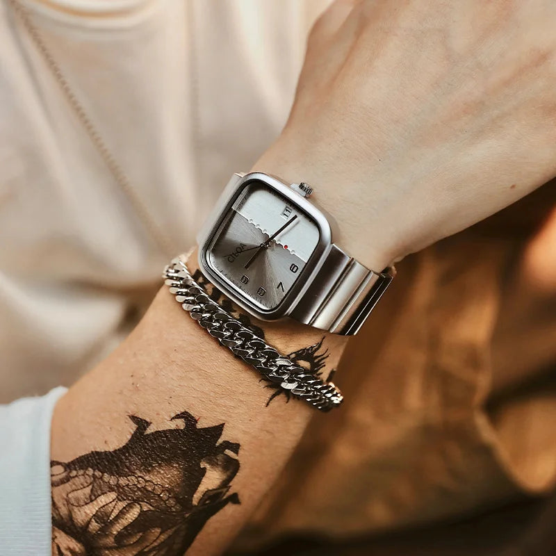 Square Silver Luxury analog quartz watch, supplier photo 6