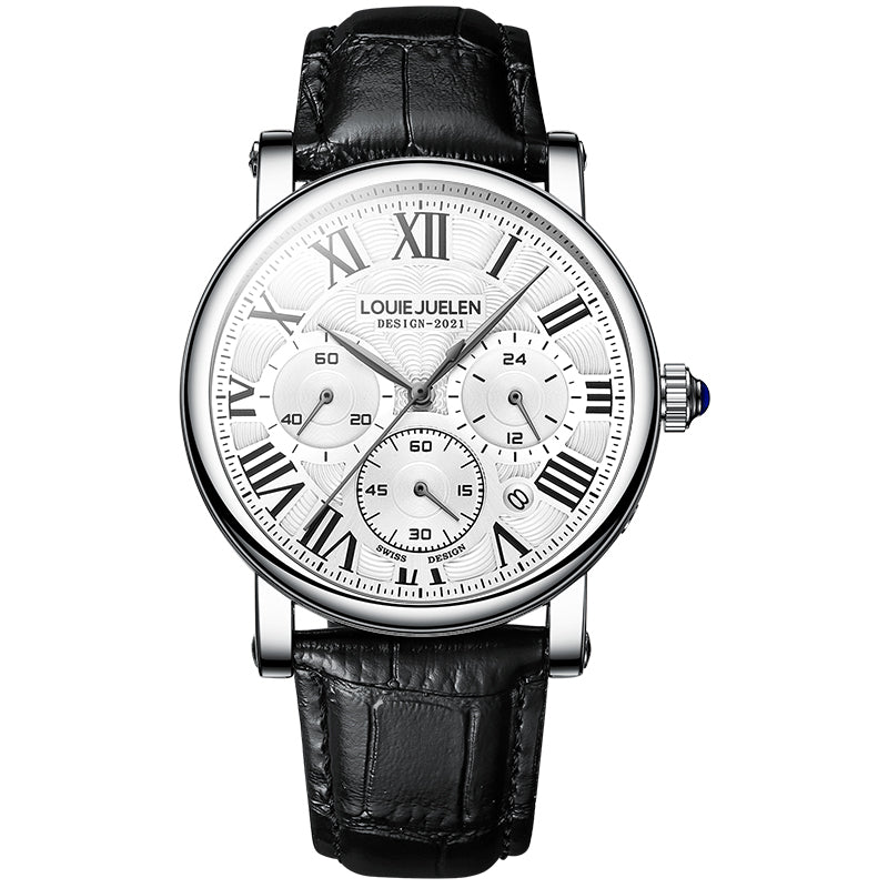 LOUIE JUELEN Roman-Dial Quartz Watch, 40mm