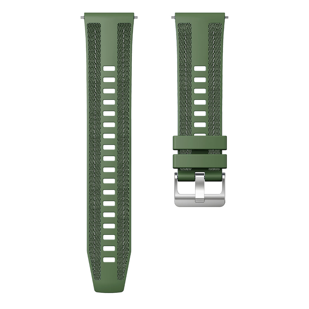 Silicone and nylon hybrid quick-release watch strap, 22mm, Green