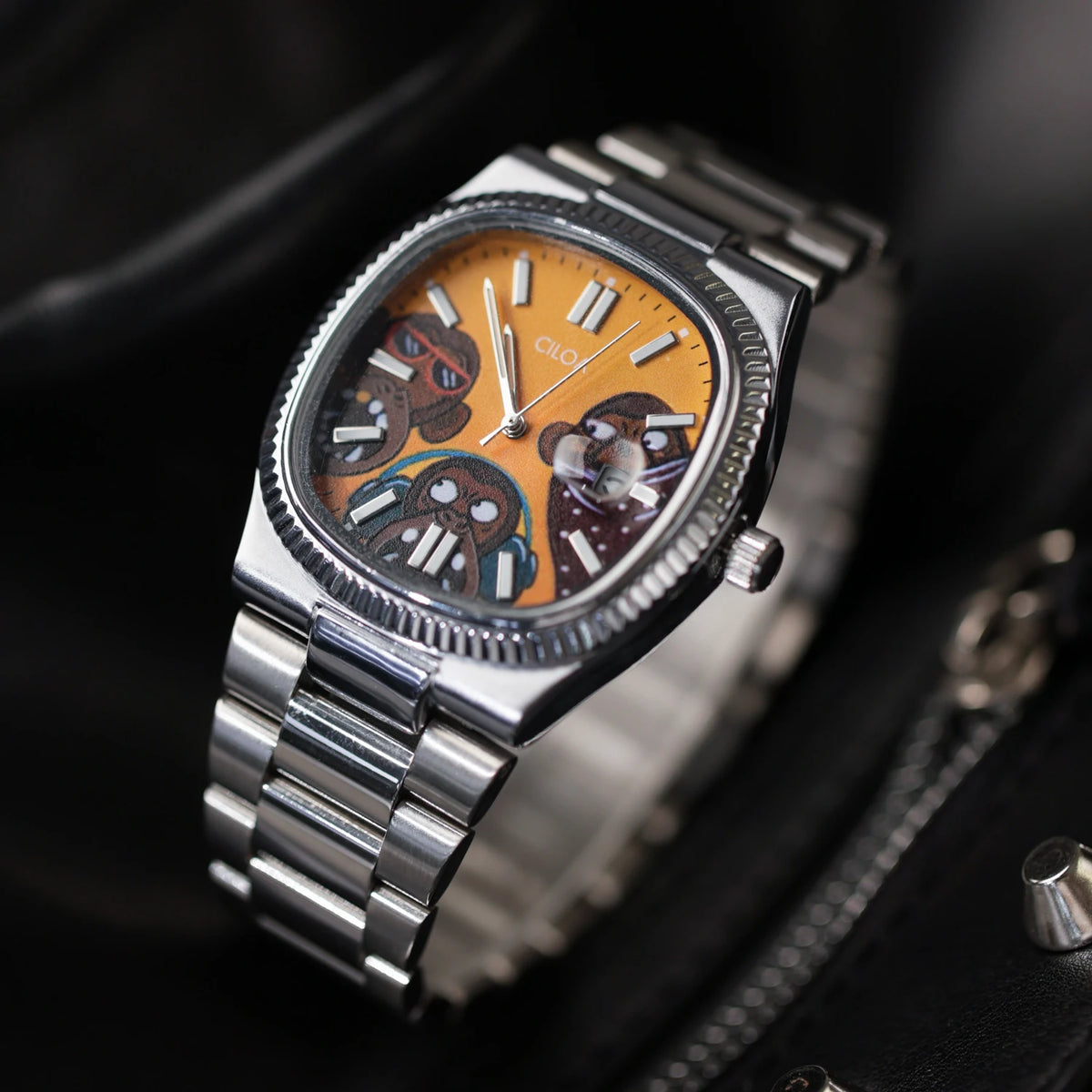 CILOA Square Painted Dial Quartz Watch, Orangutan
