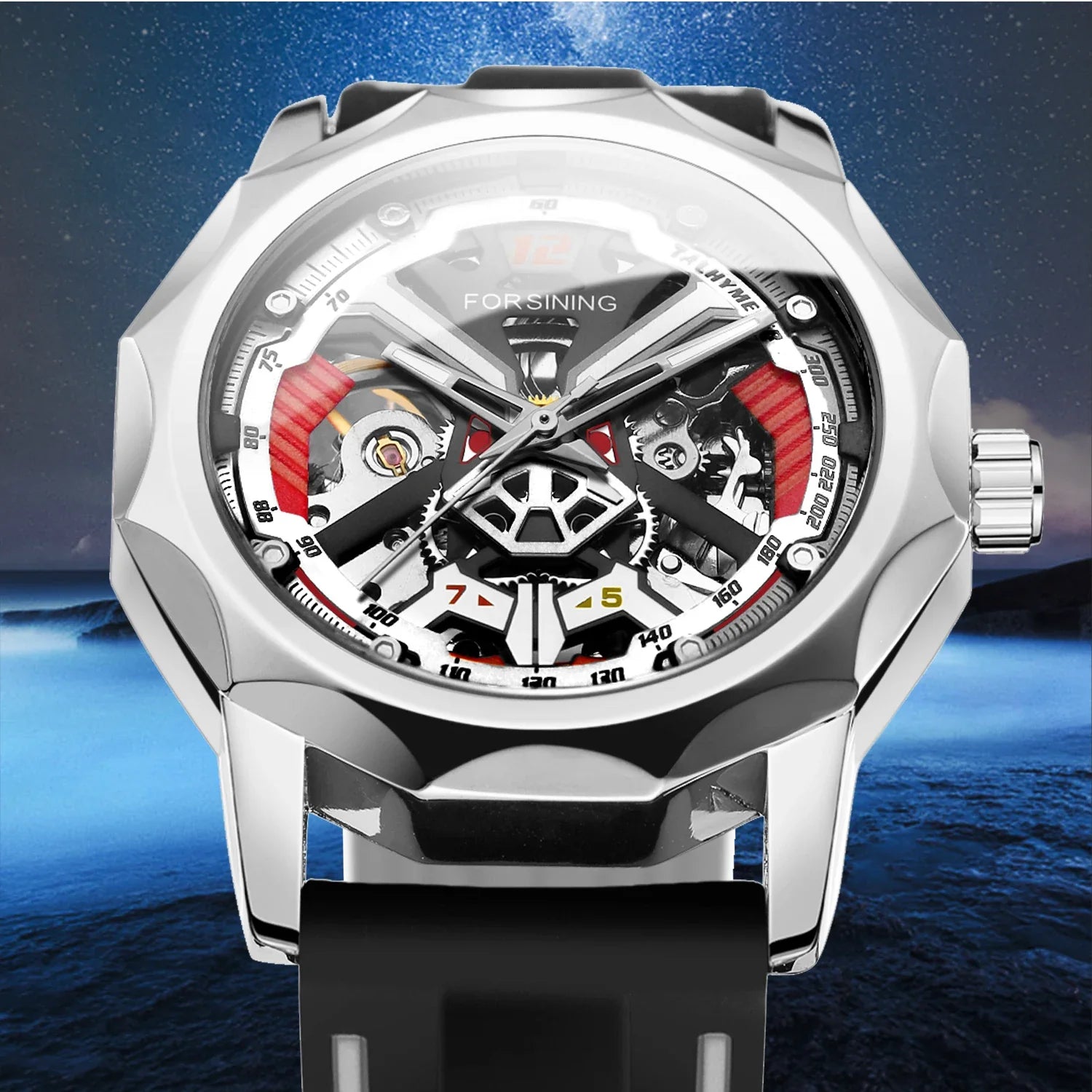 FORSINING H199M Black Silver front view