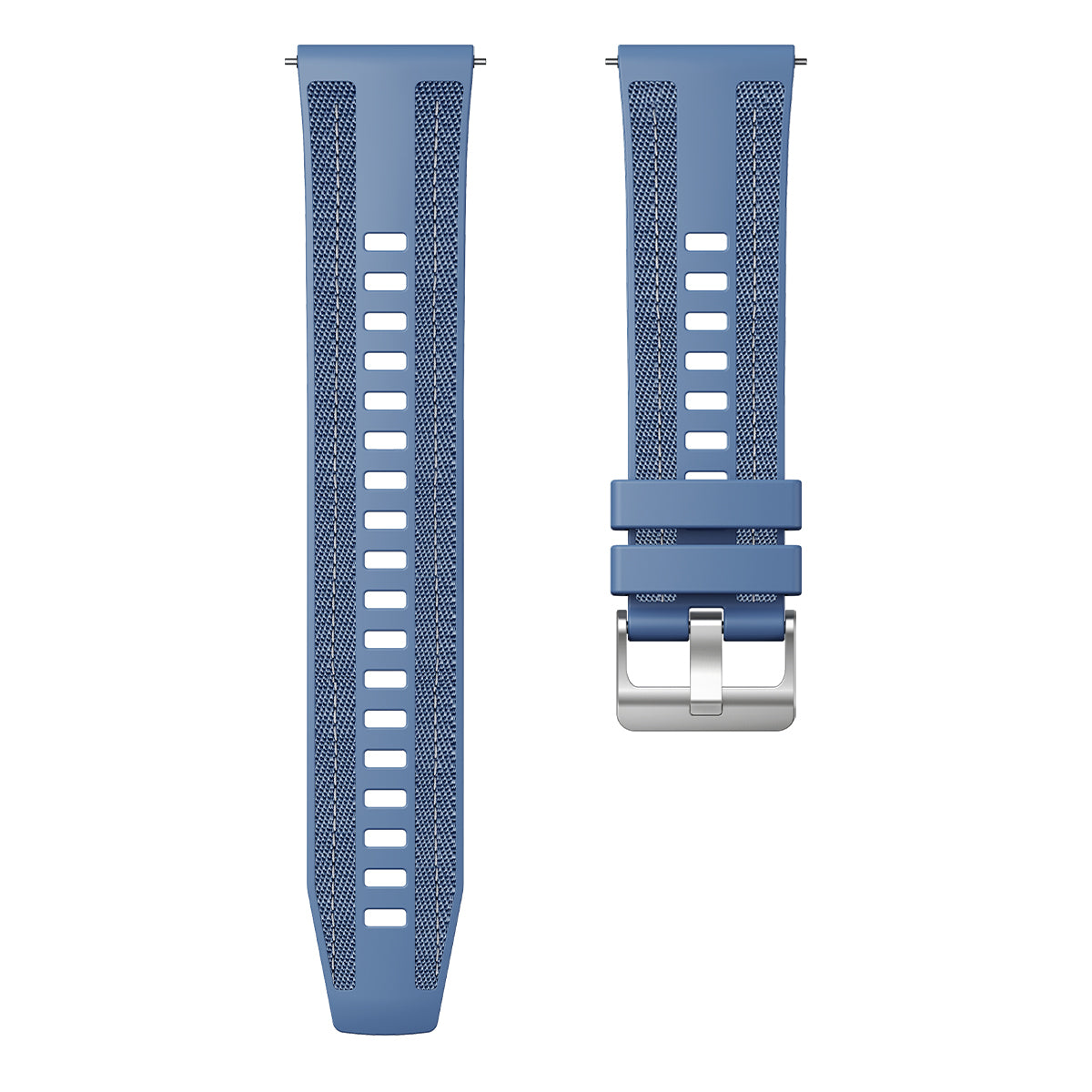 Silicone and nylon hybrid quick-release watch strap, 22mm, Light Blue