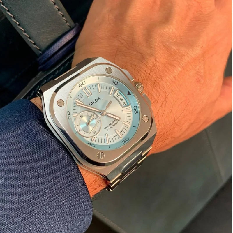 Square 37mm Blue analog quartz watch, supplier photo 1
