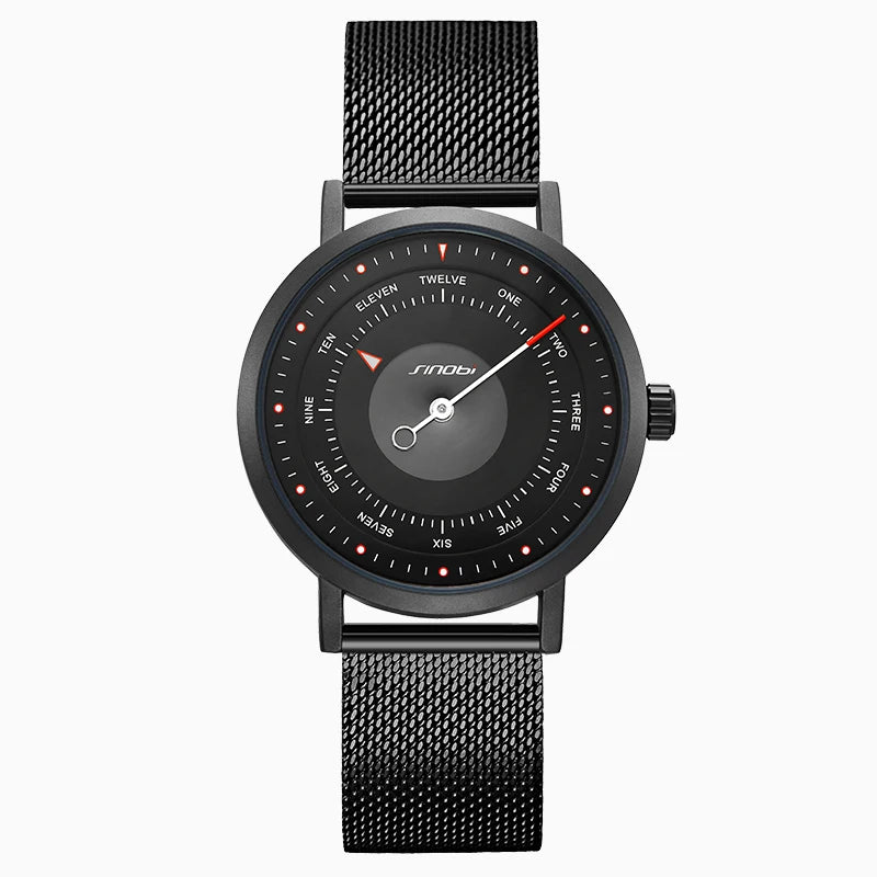 SINOBI one-hand watch Black/Steel Mesh supplier packshot