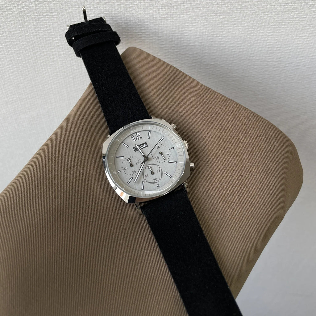 CILOA Large Dial Luxury Quartz Watch, Black