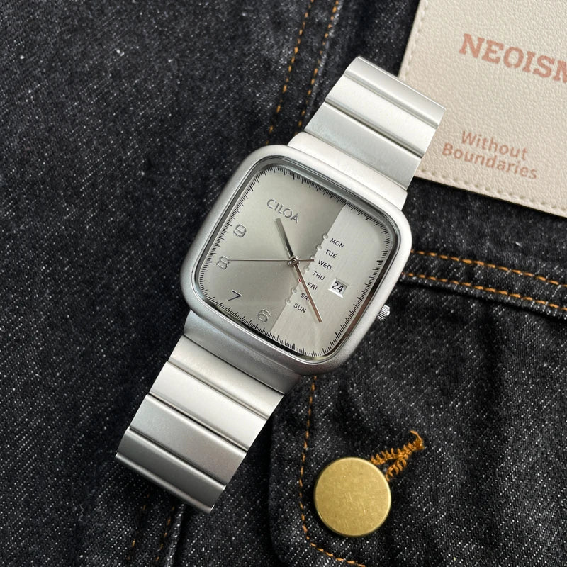 Square Silver Luxury analog quartz watch, supplier photo 1