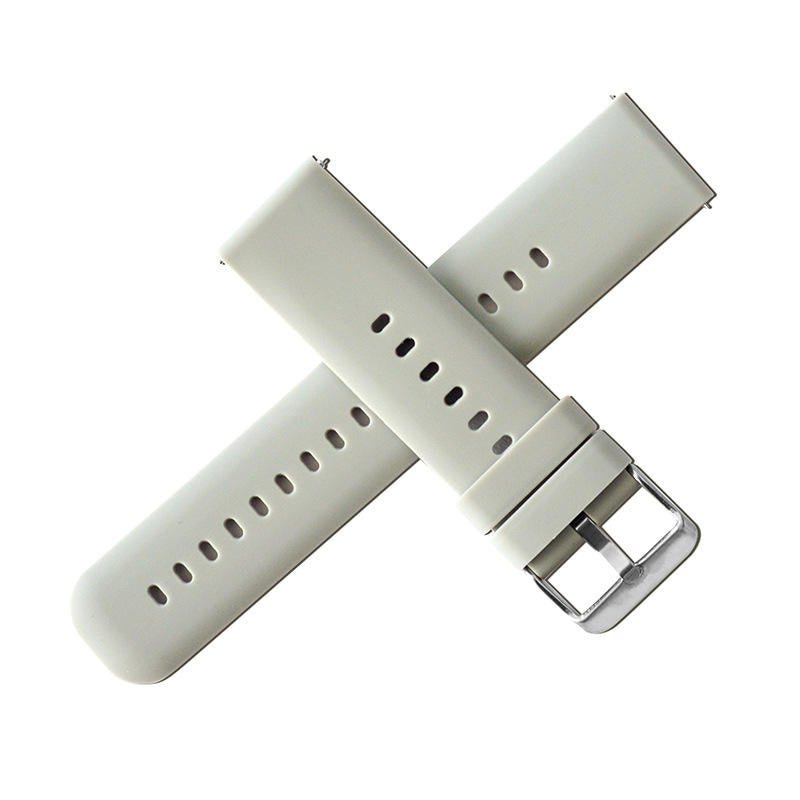 AWC solid silicone quick-release watch strap close-up, buckle and rectangular adjustment holes