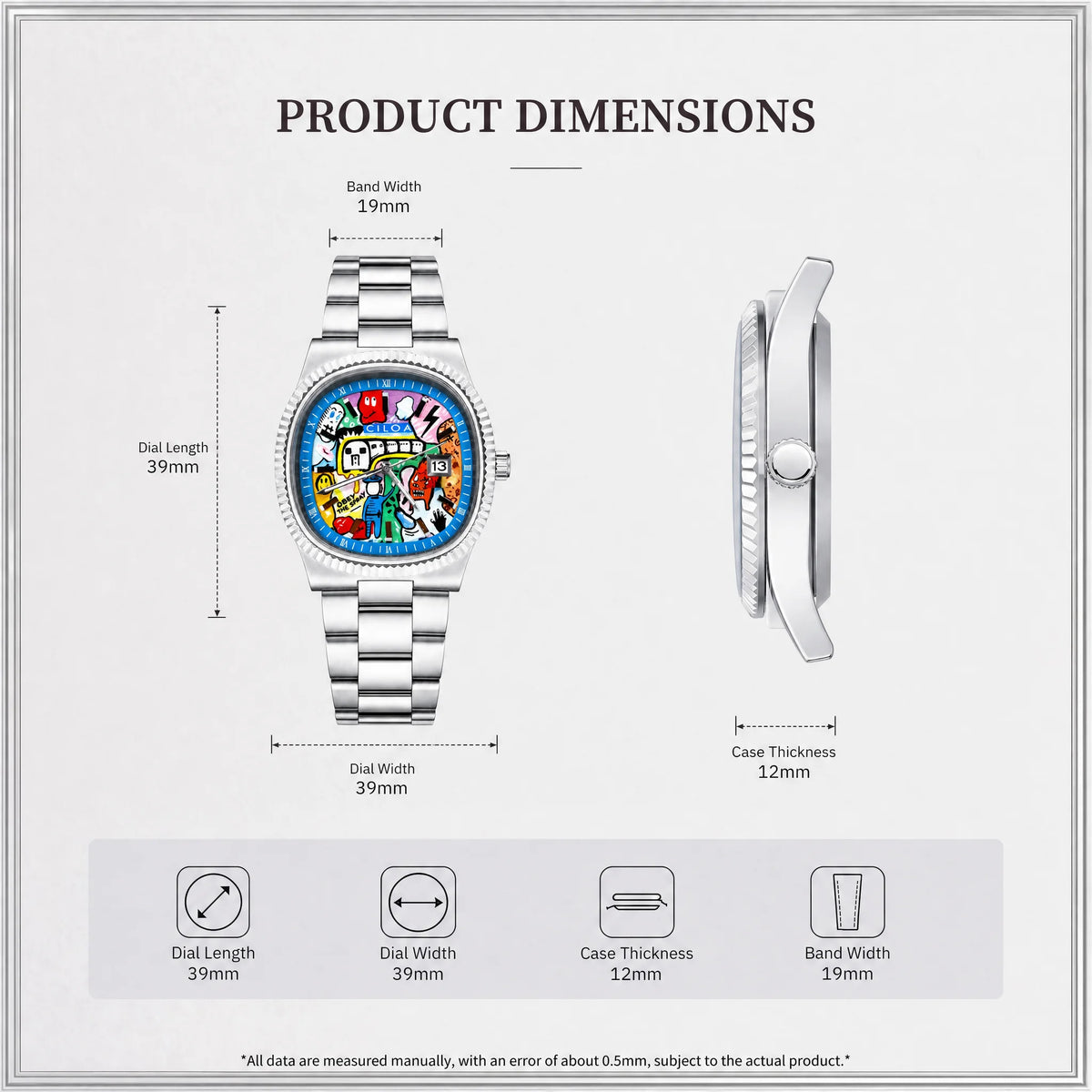 Square Painted Dial analog quartz watch, supplier photo 2