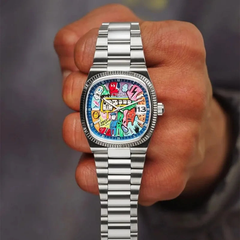 Square Painted Dial analog quartz watch, supplier photo 6