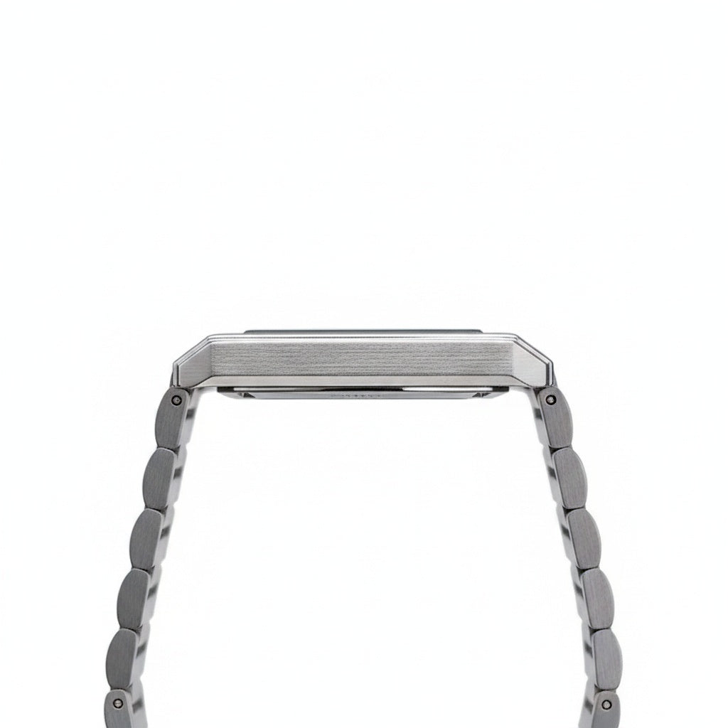 CILOA Gray Square Stainless Steel Quartz Watch, side profile