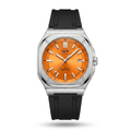 Carnival Square Automatic — tangerine orange rubber strap, hero shot