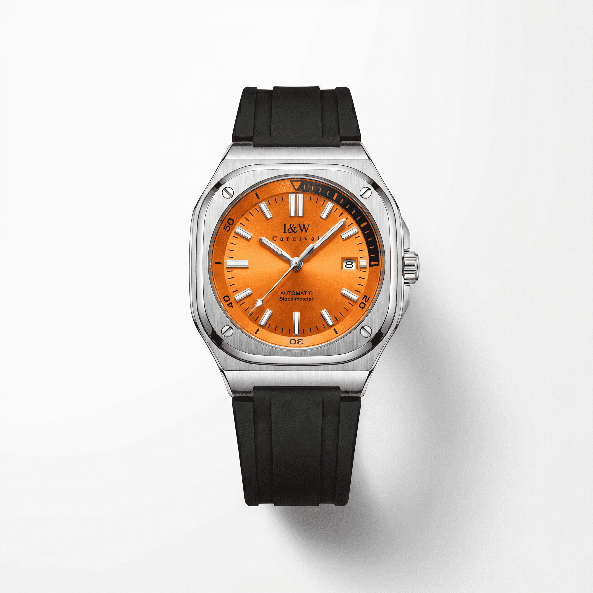 Carnival Square Automatic — square steel case detail