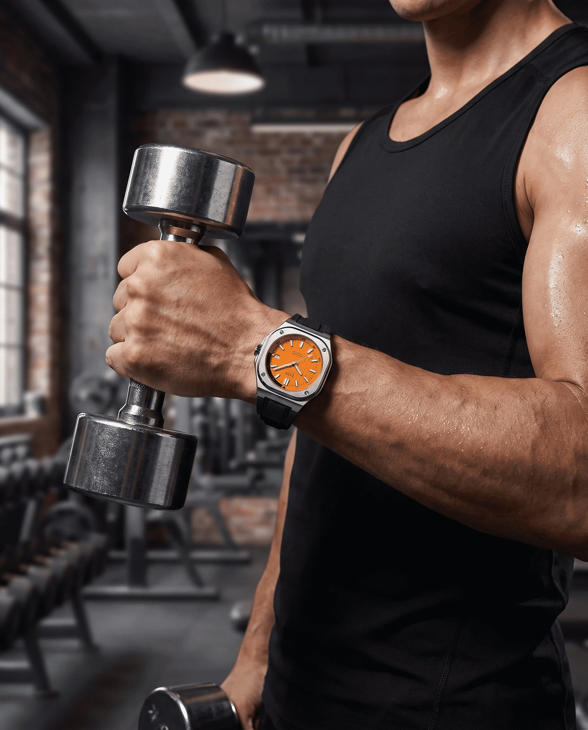 Carnival Square Automatic orange watch on rubber strap, product photo 7
