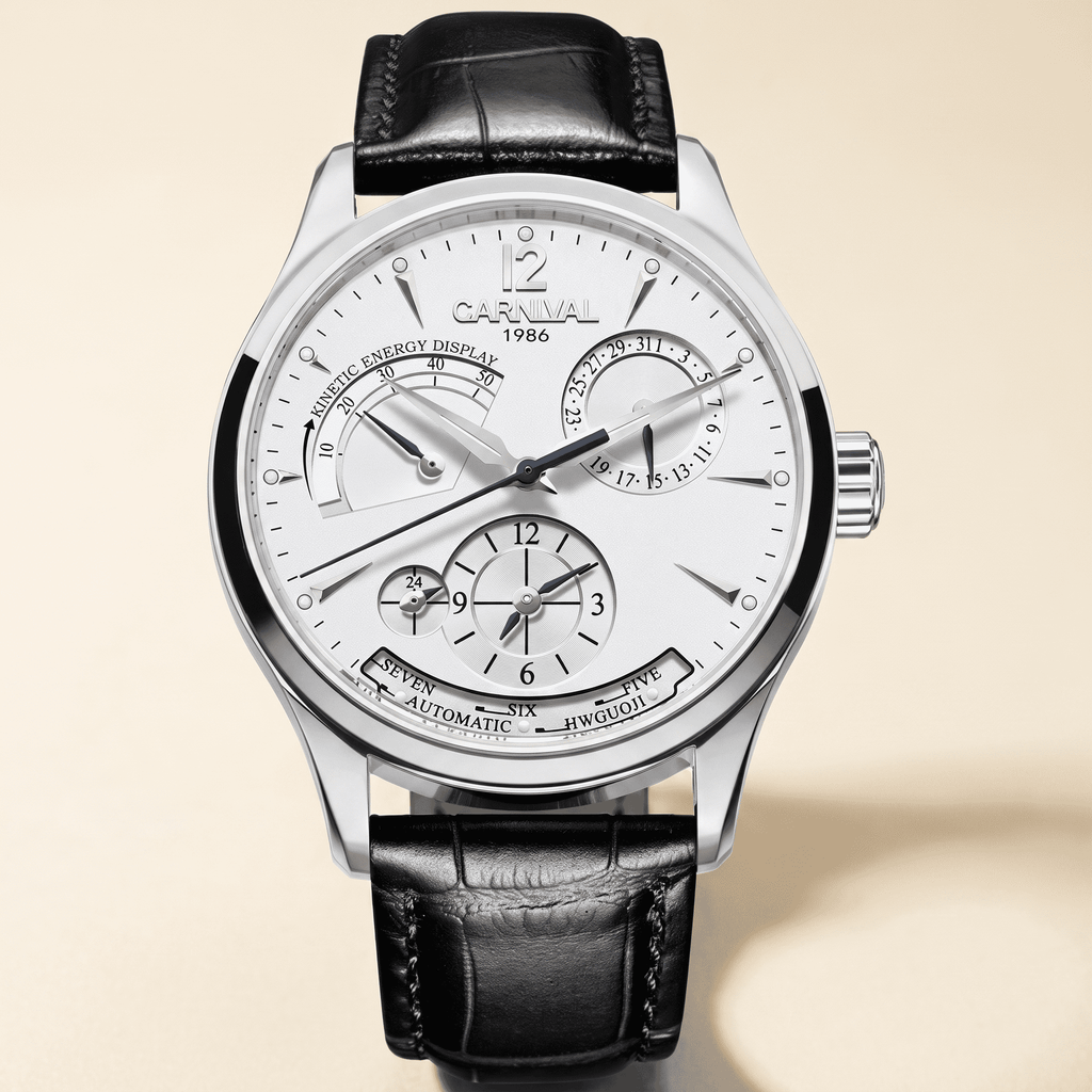 Carnival Day-Date Automatic 100M — silver, hero shot on ivory